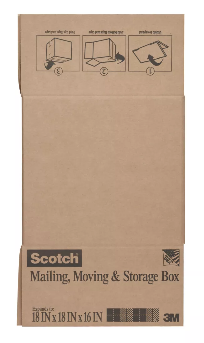 Scotch™ Folded Box, 8018FBLRG, 18 in x 18 in x 16 in Large Size Folded
Box