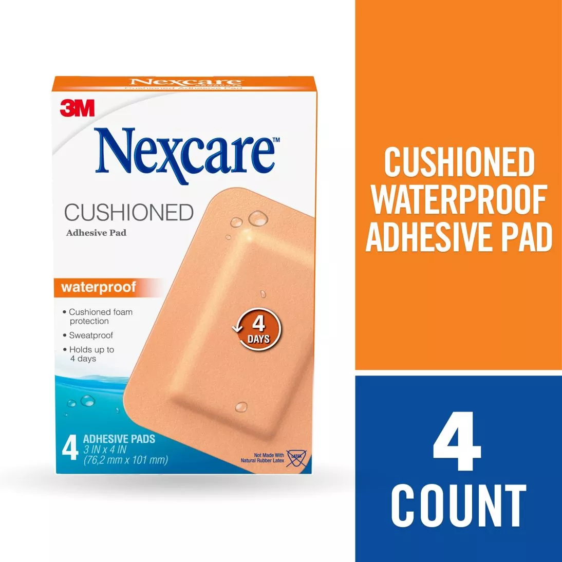Nexcare™ Cushioned Adhesive Pad AWP34, 3 in x 4 in