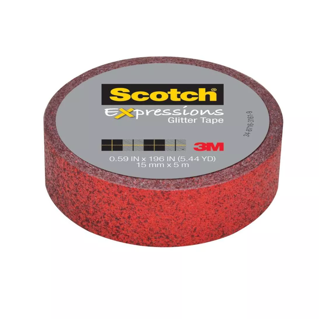 Scotch® Expressions Glitter Tape C514-RED, .59 in x 196 in (15 mm x 5 m)
Red Glitter