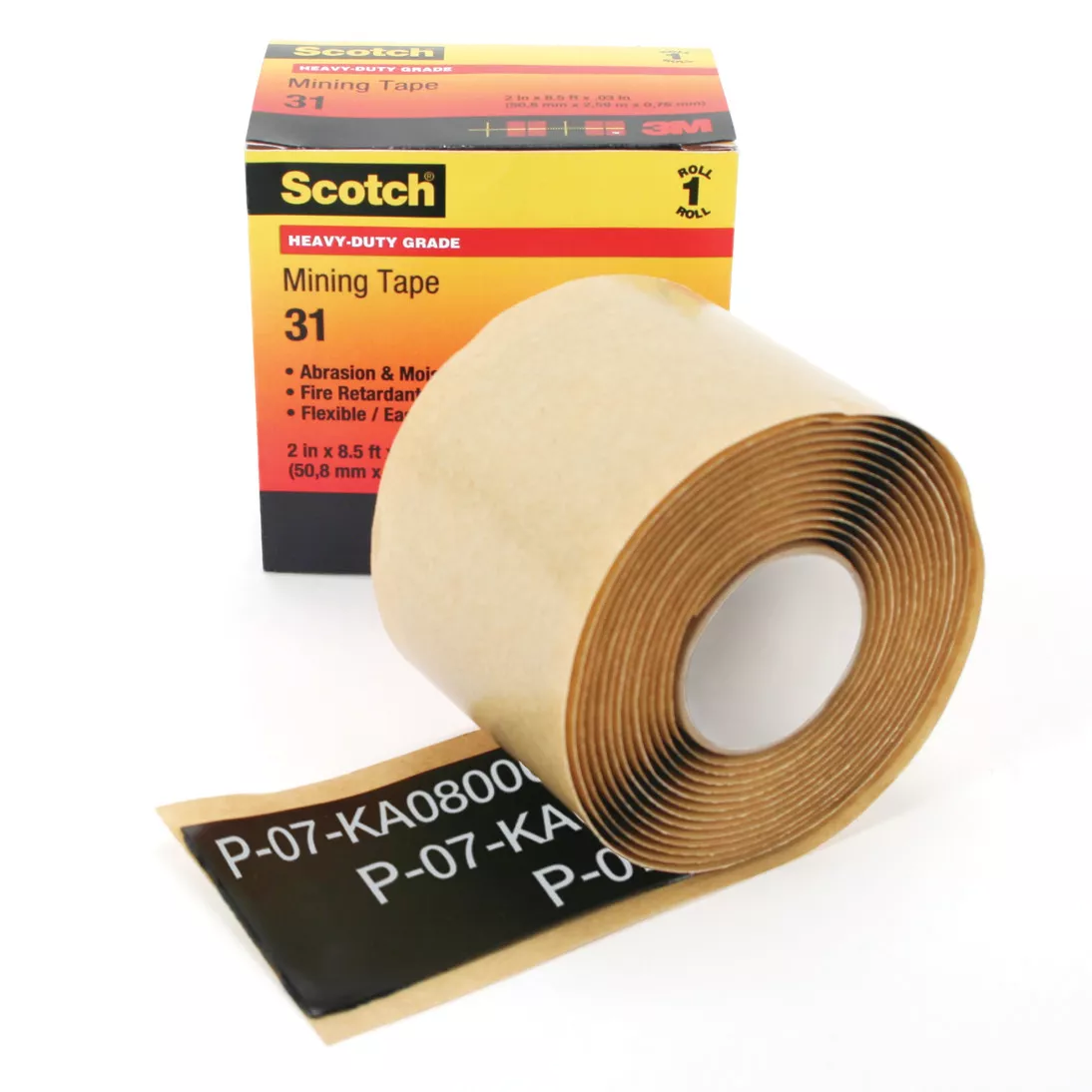 Scotch® Heavy-Duty Mining Tape 31, 2 in x 8-1/2 ft, Black, 1
roll/carton, 10 rolls/Case