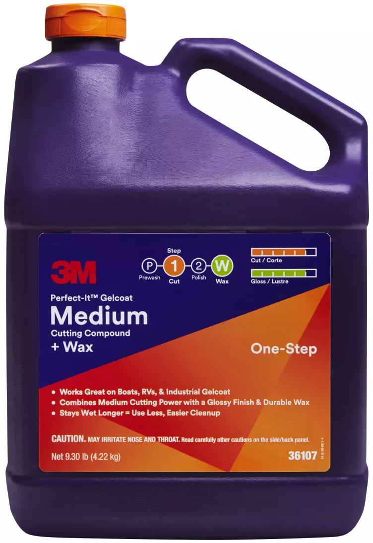 3M™ Perfect-It™ Gelcoat Medium Cutting Compound + Wax, 36107, 1 gallon
(9.3 lb), 4 per case
