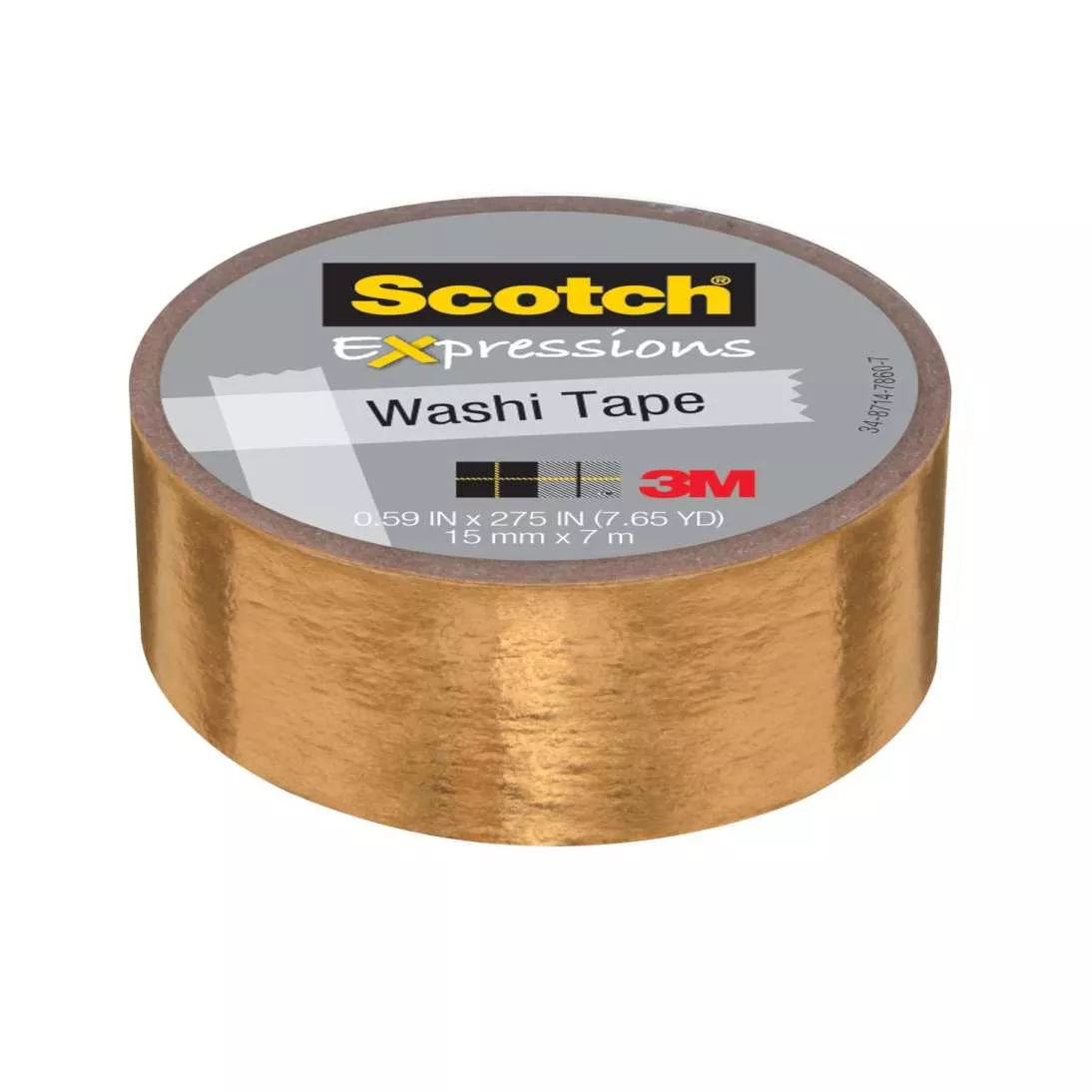 Scotch® Expressions Washi Tape C614-GLD, .59 in x 275 in (15 mm x 7 m)
Gold Foil