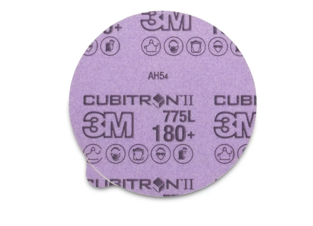 3M™ Cubitron™ II Stikit™ Film Disc 775L, 180+, 6 in x NH, Linered w/Tab,
Die 600Z, 50 per inner, 250 per case