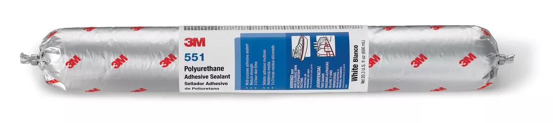 3M™ Polyurethane Adhesive Sealant 551, White, 600 mL Sausage Pack, 12/Case