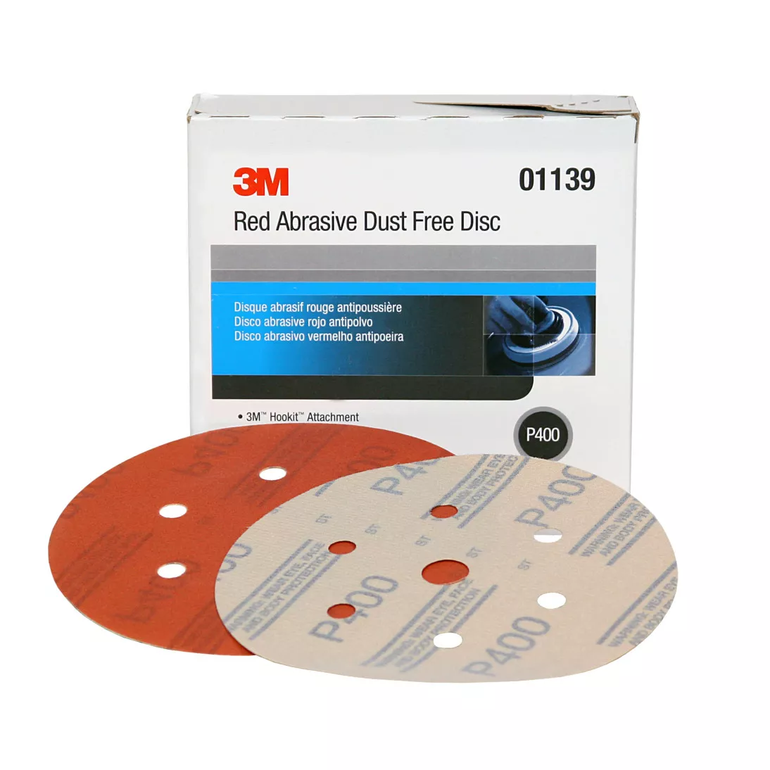 3M™ Hookit™ Red Abrasive Disc Dust Free, 01139, 6 in, P400, 50 discs per
carton, 6 cartons per case