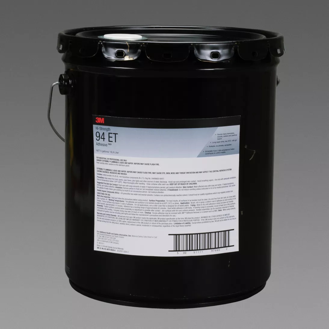 3M™ Hi-Strength 94 ET Adhesive, Red, 5 Gallon Drum (Pail)