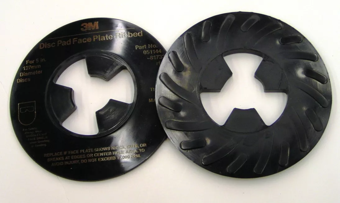 3M™ Disc Pad Face Plate Ribbed 81733, 5 in Hard Black, 10 ea/Case