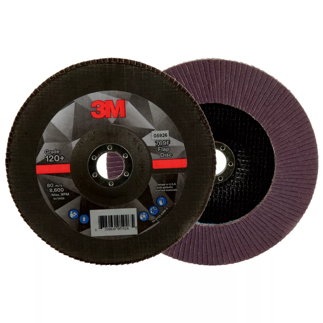 3M™ Flap Disc 769F, 120+, T27, 7 in x 7/8 in, 5 ea/Case