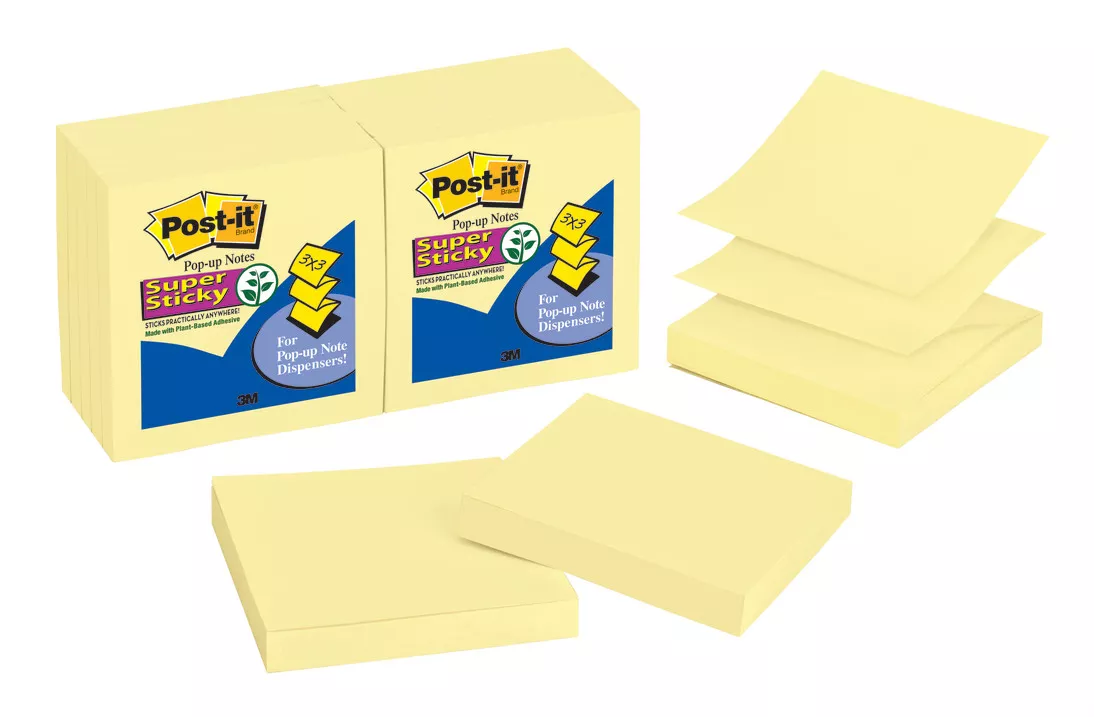Post-it® Super Sticky Pop-up Notes R330-12SSCY, 3 in x 3 in Canary
Yellow 90 sht/pad 12 pad/pk