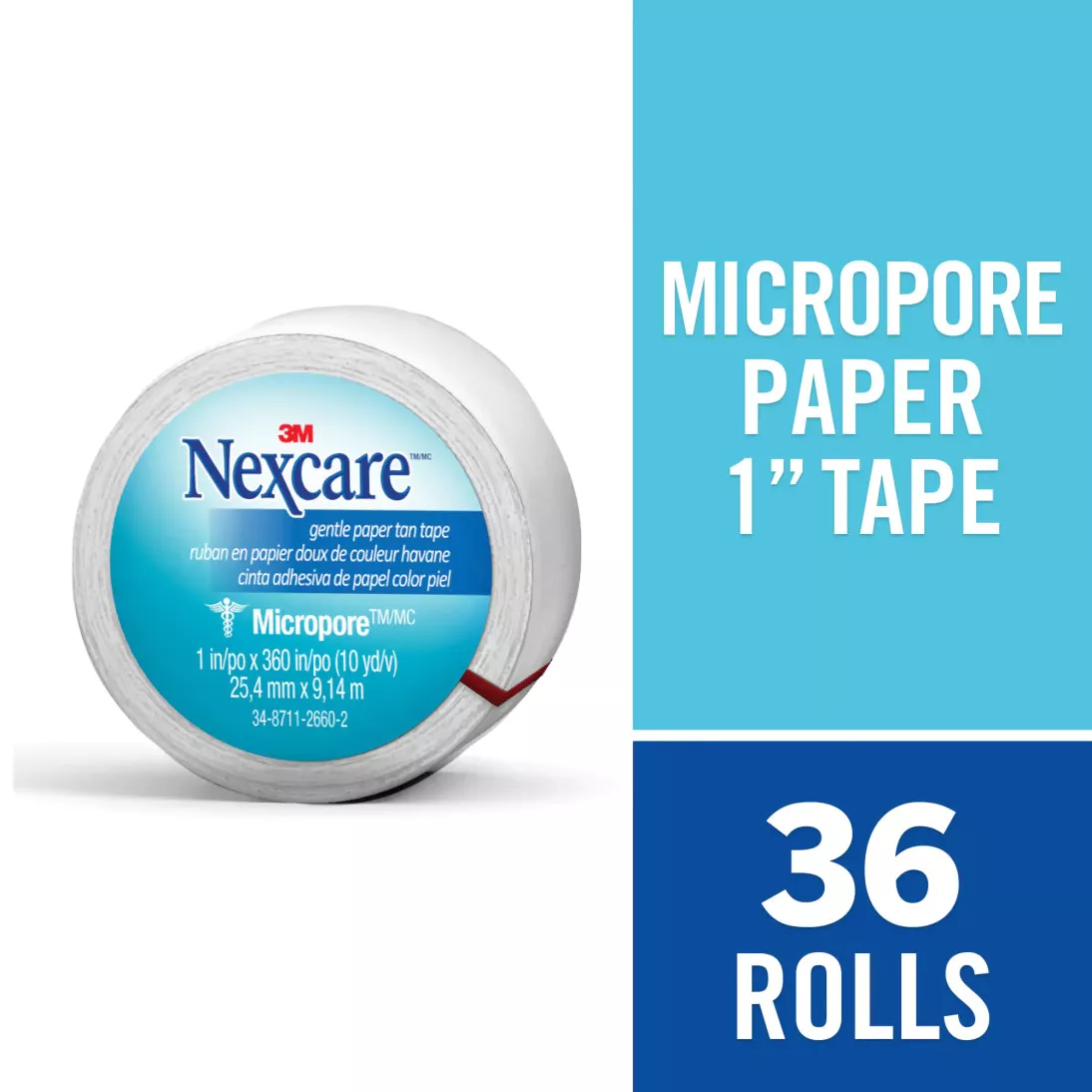 Nexcare™ Micropore™ Paper First Aid Tape, 530-P1/2, 1 in x 10 yds,
Wrapped