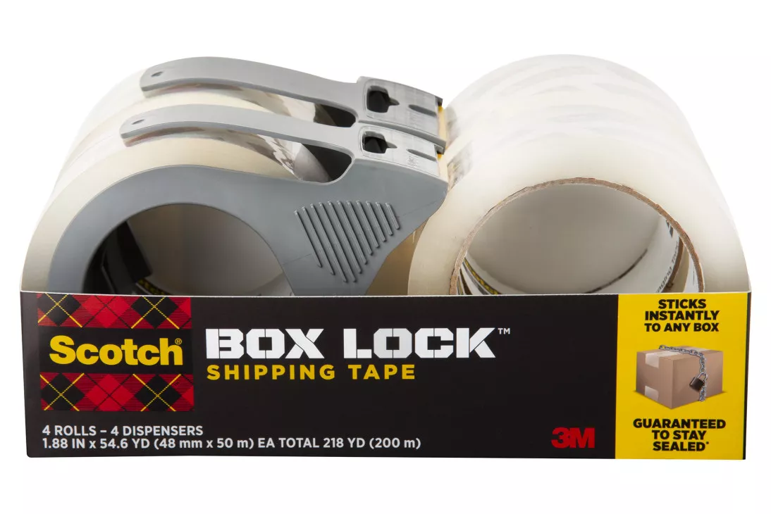 Scotch® Box Lock™ Packaging Tape 3950-4RD-6GC, 1.88 in x 54.6 yd (48 mm x 50 m)