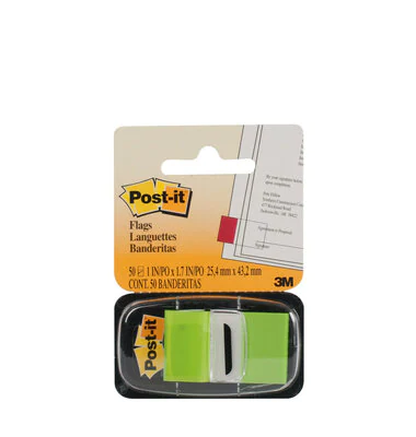 Post-it® Flags 680-22 (36) 1 in. x 1.7 in. (25,4 mm x 43,2 mm) Bright
Green