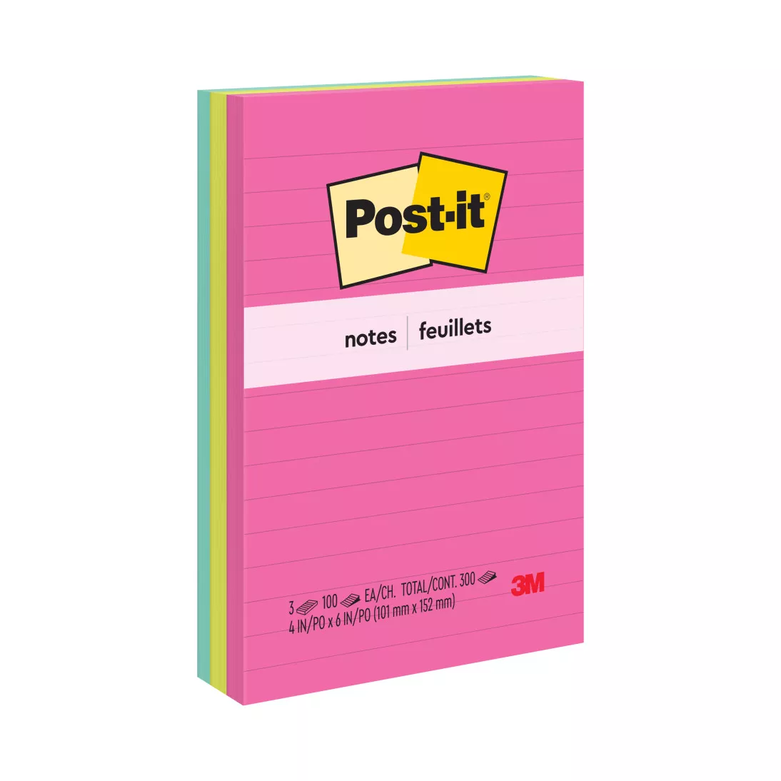 Post-it® Notes 660-3AN, 4 in x 6 in (101 mm x 152 mm), Cape Town Colours