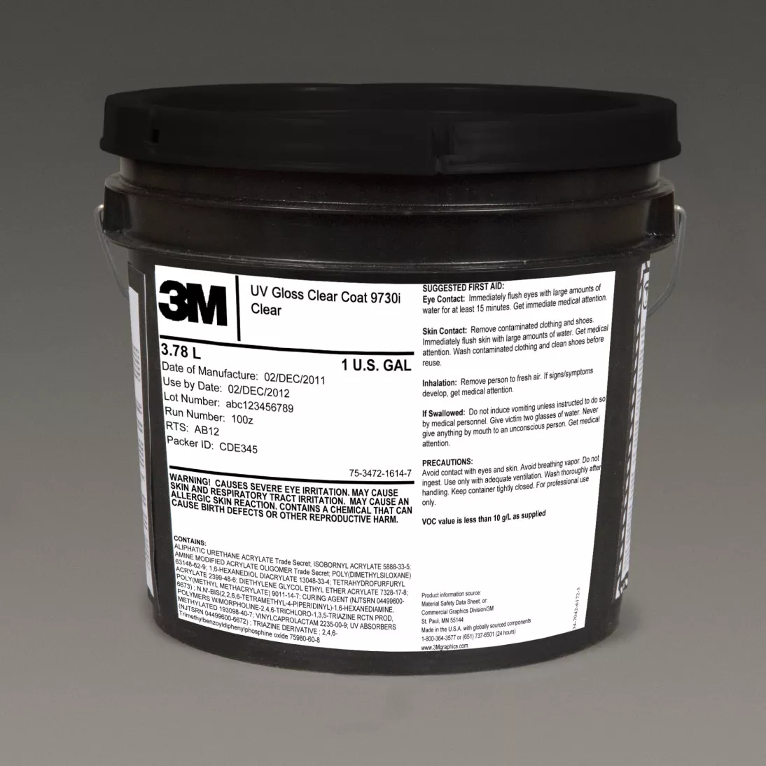 3M™ Screen Print Low Gloss Clear 9730IUV, 1 Gallon Container