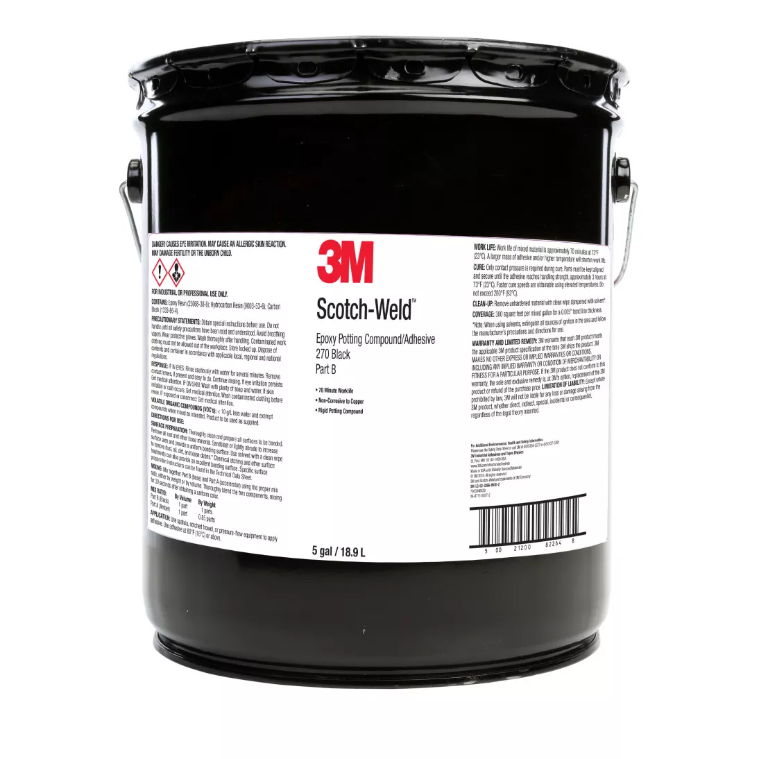 3M™ Scotch-Weld™ Epoxy Potting Compound 270, Black, Part B, 5 Gallon
Drum (Pail)