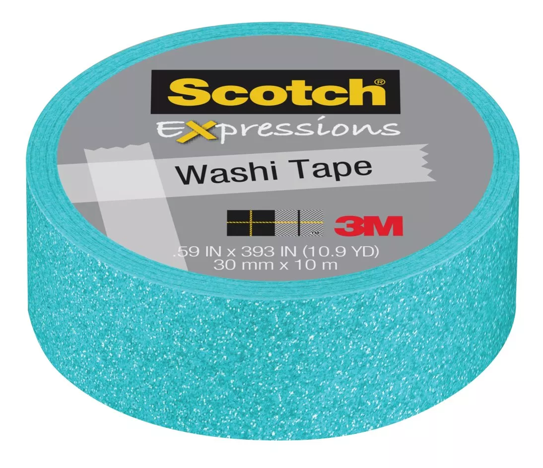 Scotch® Expressions Glitter Tape C514-BLU3, .59 in x 196 in (15 mm x 5
m), Pastel Blue Glitter