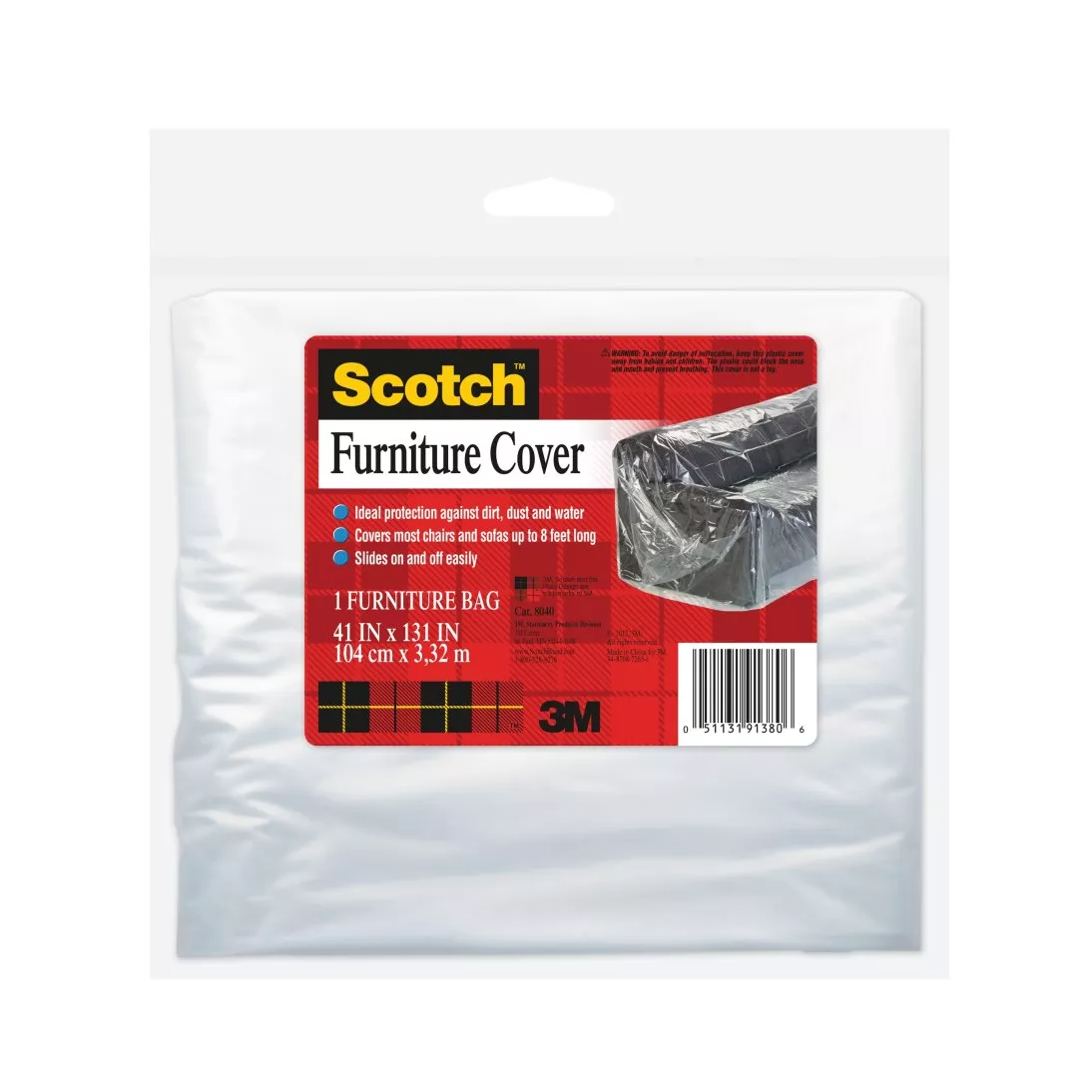 Scotch™ Furniture Cover, 8040, 41 in x 131 in (104 cm x 3,32 m), 12/Case