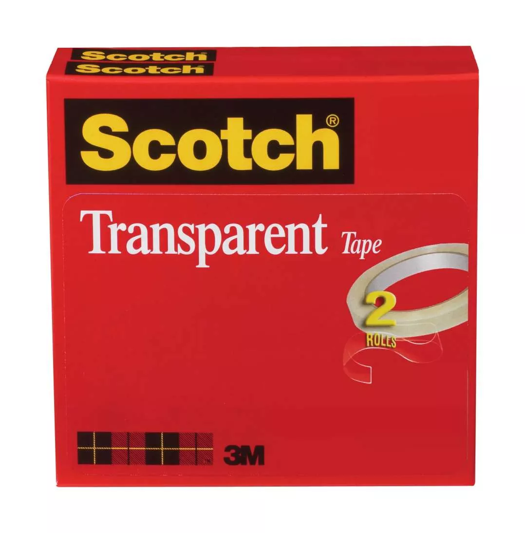 Scotch® Transparent Tape 600-2P12-72, 1/2 in x 2592 in (12,7 mm x 65,8
m) 2 PK