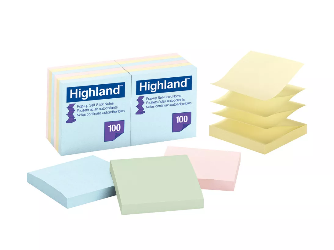 Highland™ Pop-up Self Stick Notes 6549-PuA, 3 in x 3 in