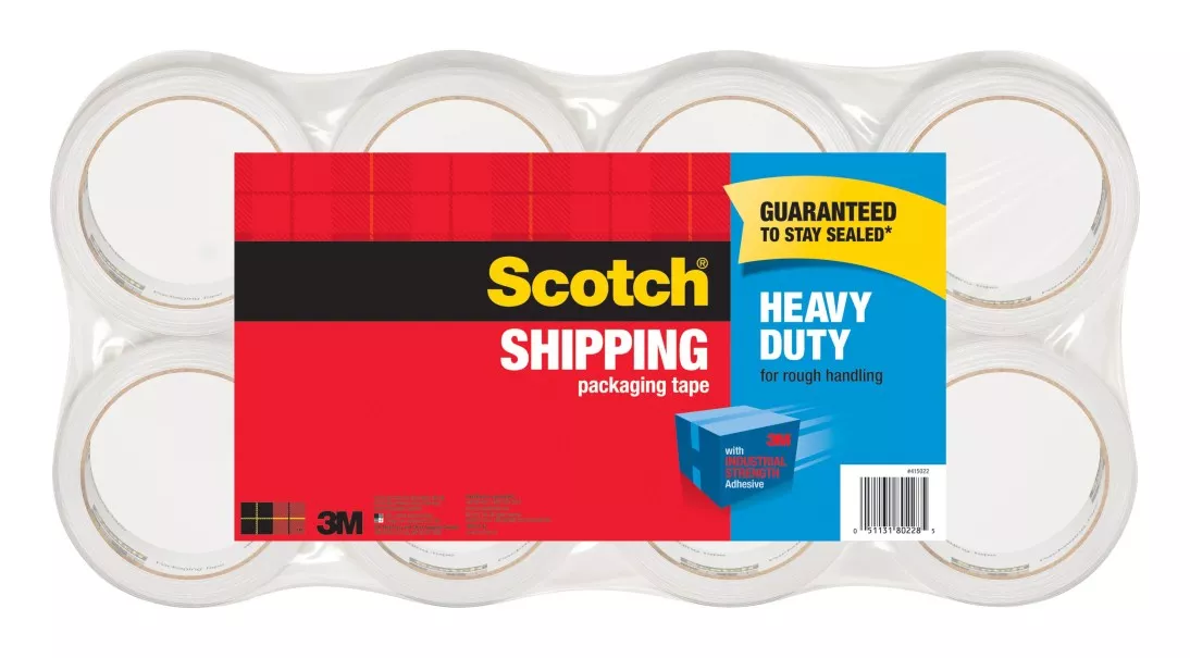 Scotch® Heavy Duty Shipping Packaging Tape, 3850-40-8, 1.88 in x 43.7 yd
(48 mm x 40 m), 8 Pack