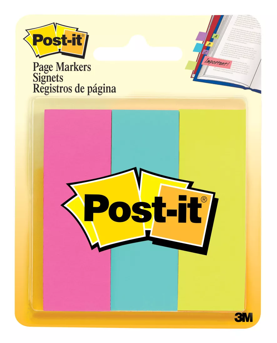 Post-it® Page Markers 5223, 7/8 in x 2-7/8 in (22,2 mm x 73 mm),
Assorted Bright Colors