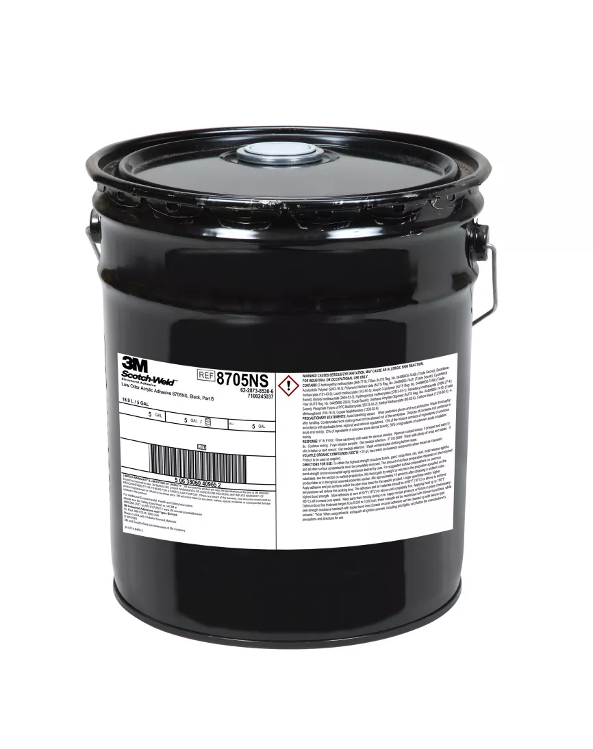 3M™ Scotch-Weld™ Low Odor Acrylic Adhesive 8705NS, Black, Part B, 5 Gallon Drum (Pail)