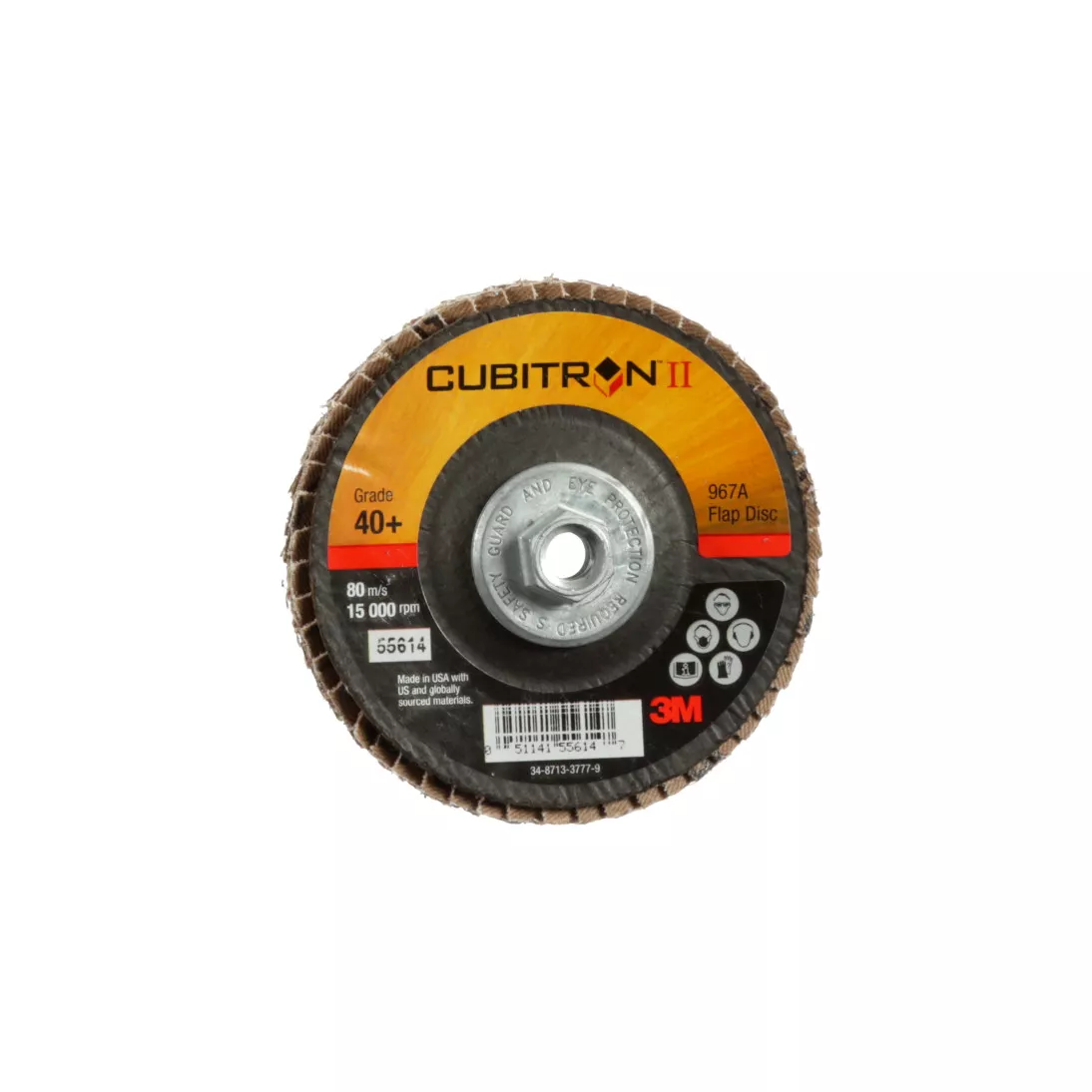 3M™ Cubitron™ II Flap Disc 967A, 40+, T29 Quick Change, 4 in x 3/8