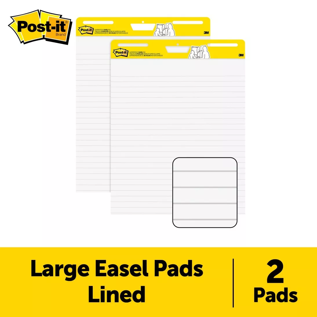 Post-it® Super Sticky Easel Pad Lined 561WL VAD 2PK, 25 in x 30 in (63.5 cm x 76.2 cm), 30 Sheets-Pad, 2 Pads