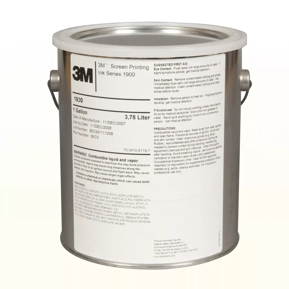 3M™ Screen Printing Ink 1930, Matte Clear, 1 Gallon Container