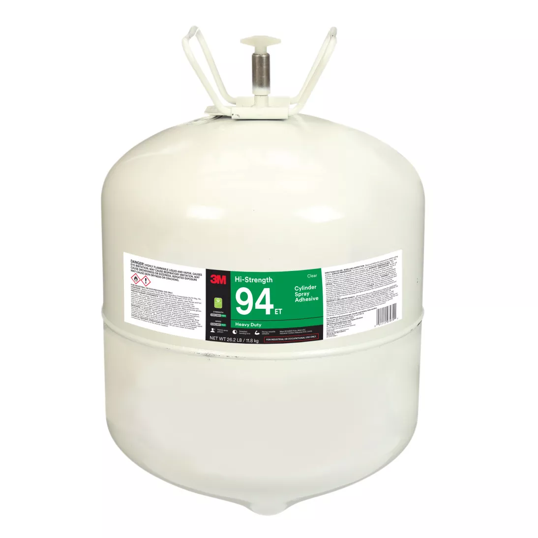 3M™ Hi-Strength 94 ET Cylinder Spray Adhesive, Clear, Large Cylinder
(Net Wt 26.2 lb), 1/case