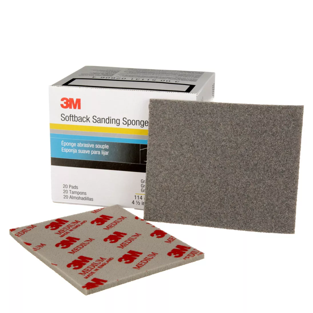 3M™ Softback Sanding Sponge, 02606, 4-1/2 in x 5-1/2 in,  (115mm x
140mm), Medium, 20 sponges per pack 6 packs per case