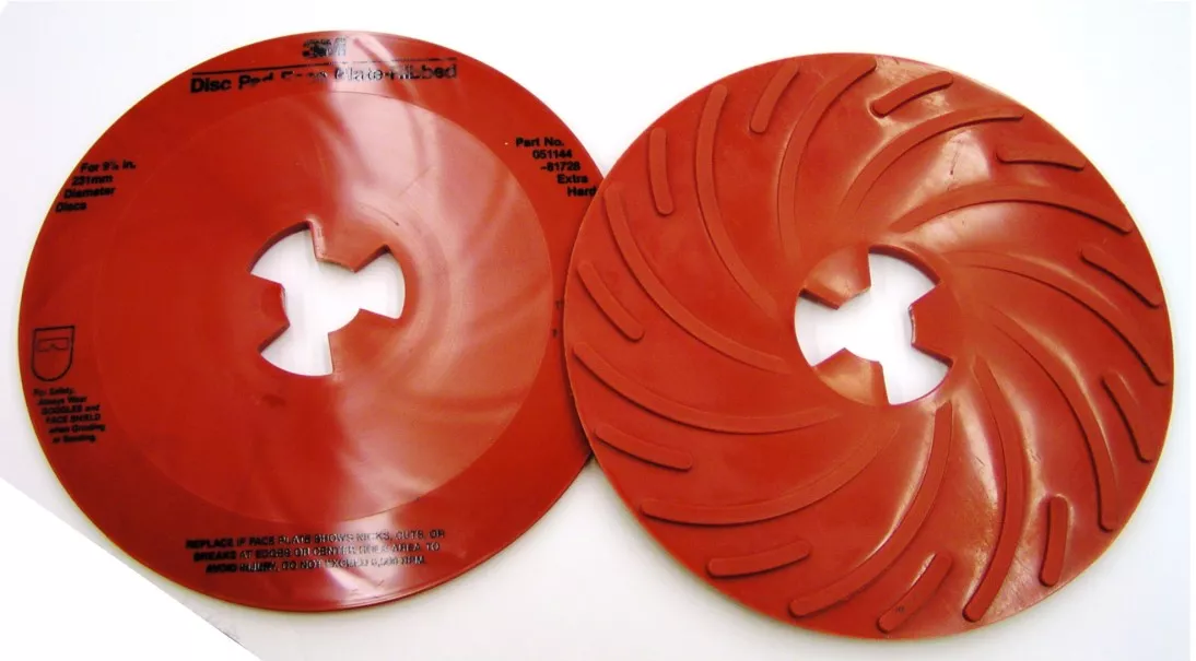 3M™ Disc Pad Face Plate Ribbed 81728, 9 in Extra Hard Red, 10 ea/Case