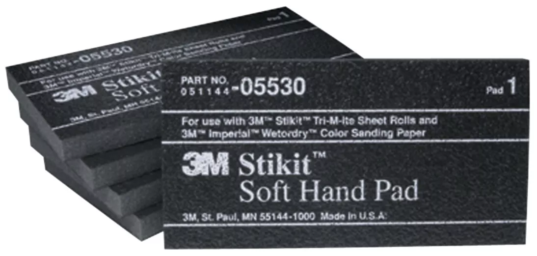 3M™ Stikit™ Soft Hand Pad, 05530, 2-3/4 in x 5-1/2 in x 3/8 in, 5 pads
per pack, 10 packs per case