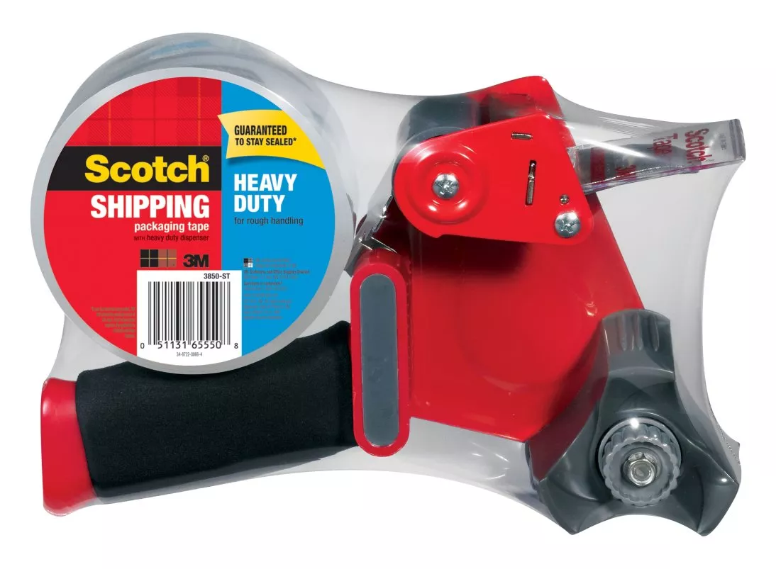Scotch® Heavy Duty Shipping Packaging Tape, 3850-ST-CC, 1.88 in x 54.6
yd, 1 roll of 3850 with Heavy Duty Pistol Grip Dispr