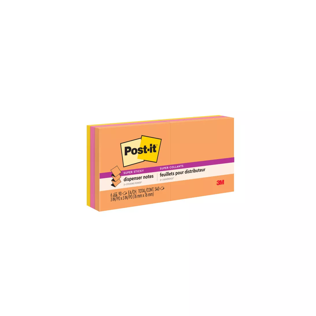 Post-it® Super Sticky Pop-up Notes R330-6SSUC, 3 in x 3 in (76 mm x 76
mm)