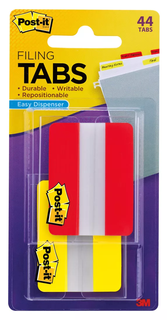 Post-it® Durable Tabs 686-2RY, 2 in. x 1.5 in. Red, Canary Yellow 22
sht/pd 2 pd/pk 24 pk/cs