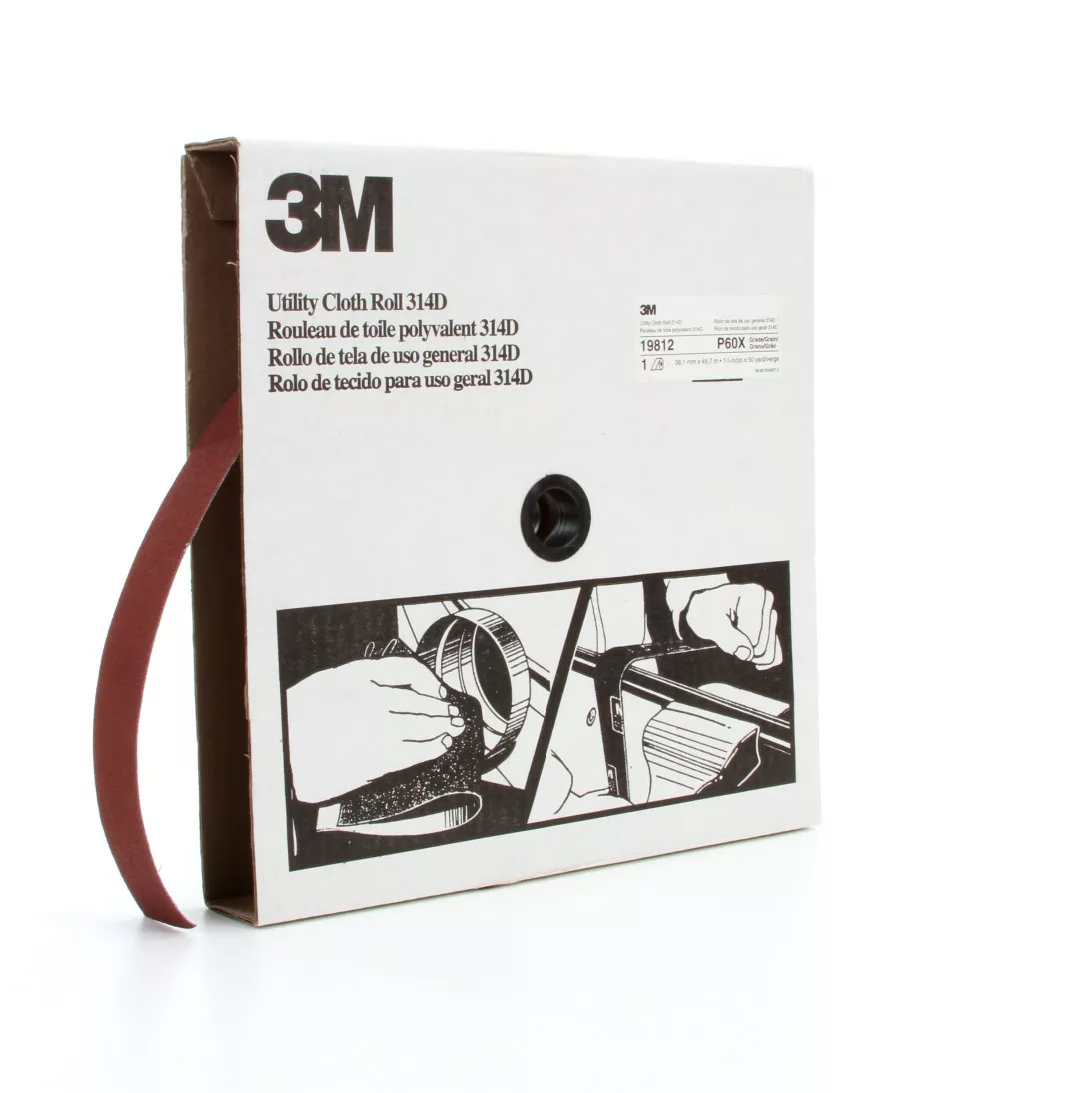 3M™ Utility Cloth Roll 314D, P60 X-weight, 1-1/2 in x 50 yd, 5 ea/Case