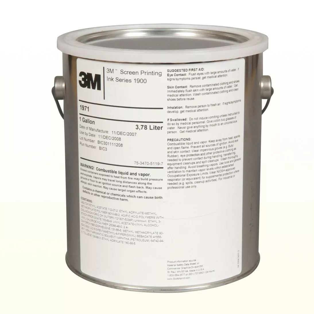 3M™ Screen Printing Ink 1971, Deep Red, 1 Gallon Container