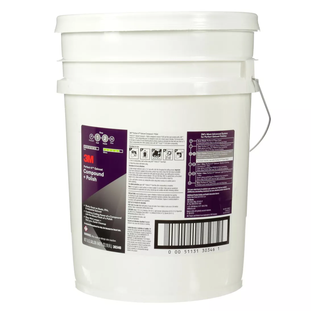 3M™ Perfect-It™ Gelcoat Compound + Polish 30346, 5 gal (18.9 liters,
21.64 Kg/48.18 lbs), 1/Case