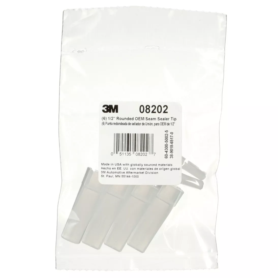 3M™ OEM Seam Sealer Tip, 08202, 3/8 in, Rounded, 6 per bag, 6 bags per
case