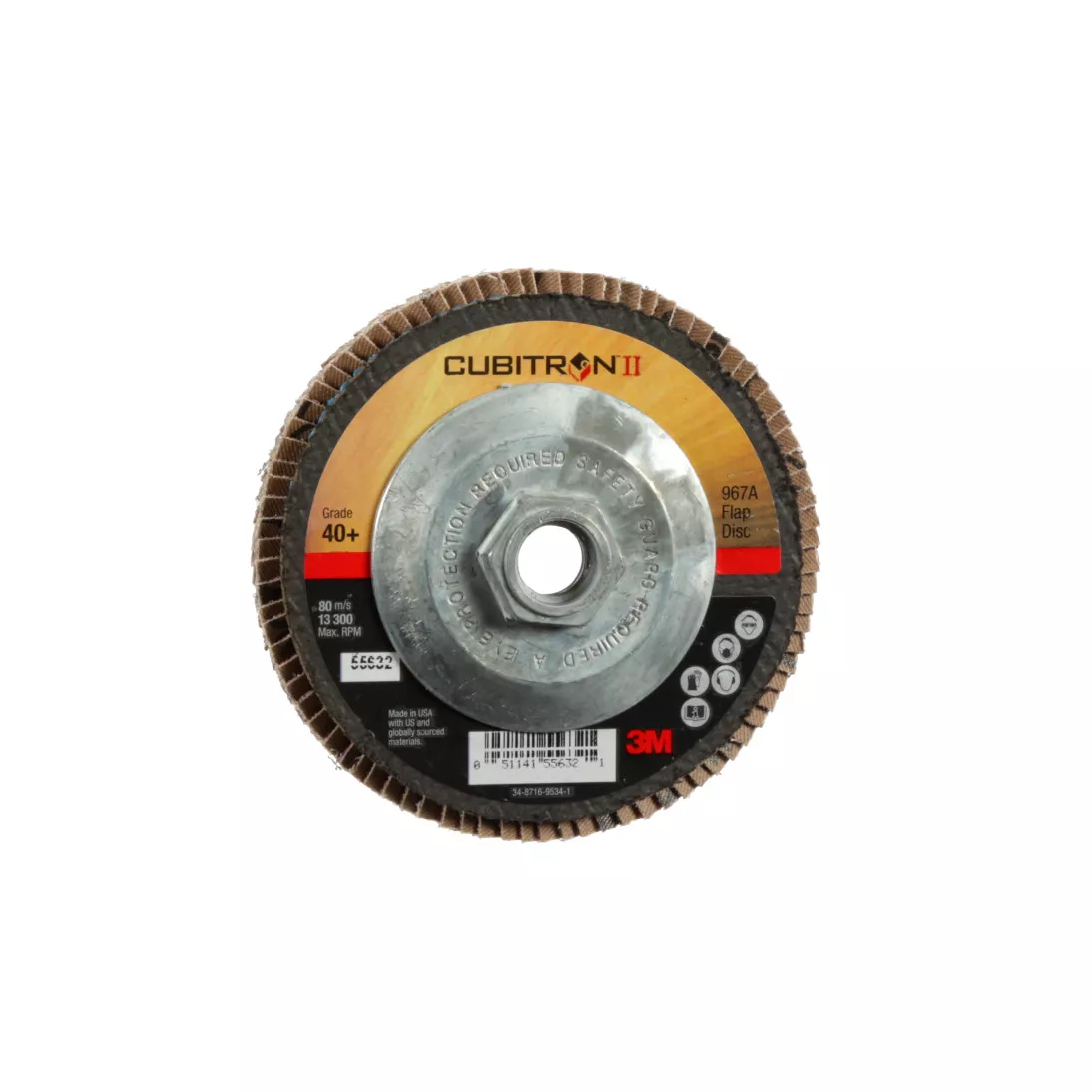 3M™ Cubitron™ II Flap Disc 967A, 40+, T27 Quick Change, 4-1/2 in x
5/8