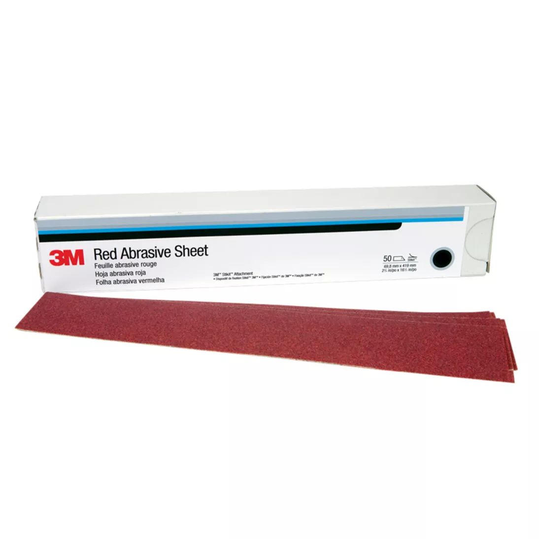 3M™ Hookit™ Red Abrasive Sheet, 01177, P320, 2-3/4 in x 16 1/2 in, 25
sheets per carton, 5 cartons per case