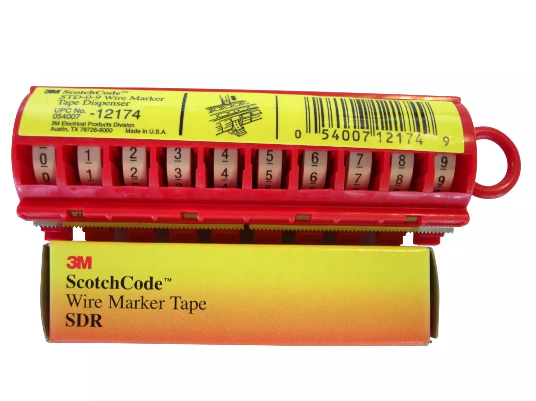 3M™ Wire Marker Tape Numbers SDR 60-69, 50 Rolls/Case
