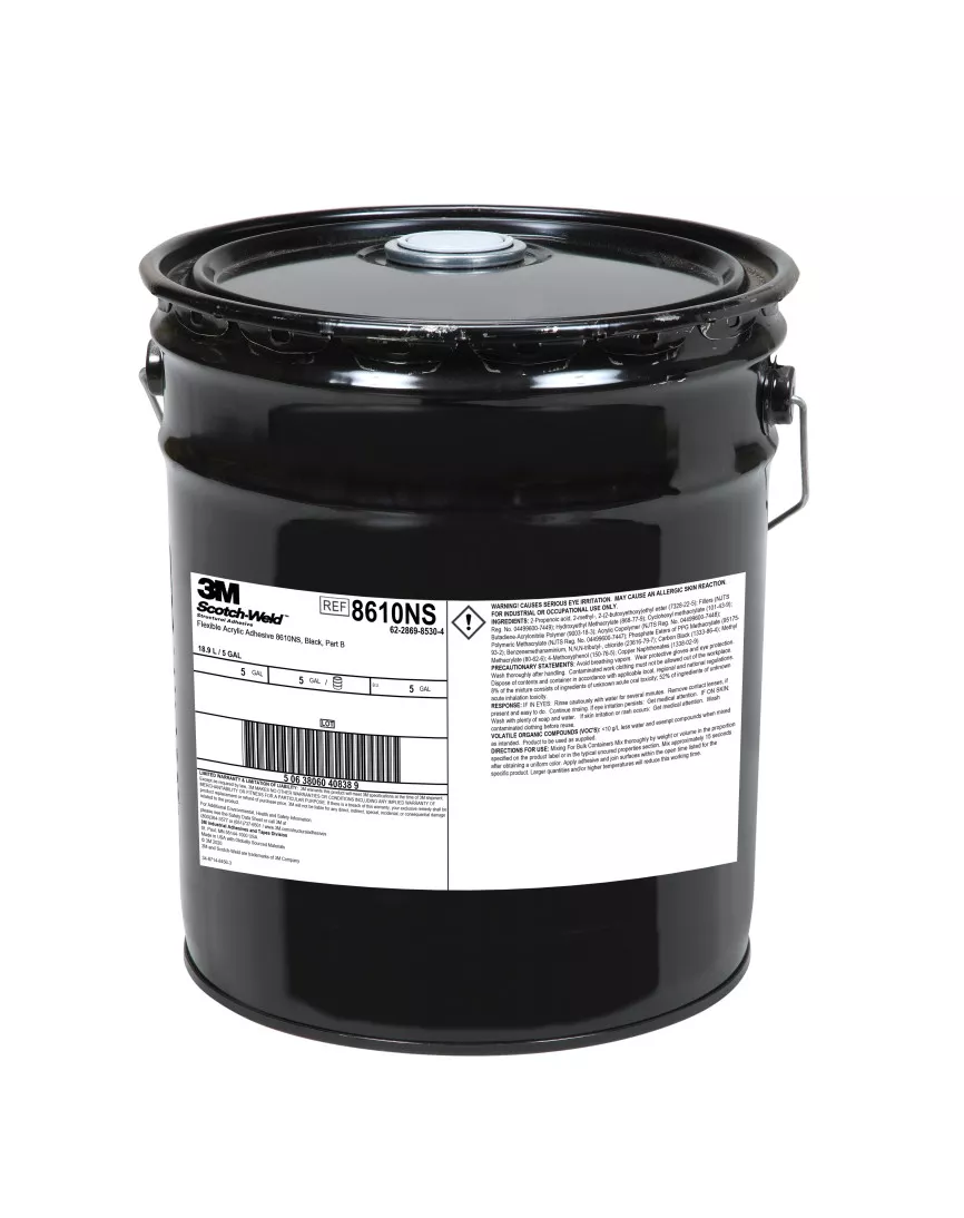 3M™ Scotch-Weld™ Flexible Acrylic Adhesive 8610NS, Black, Part B, 5 Gallon Drum (Pail)