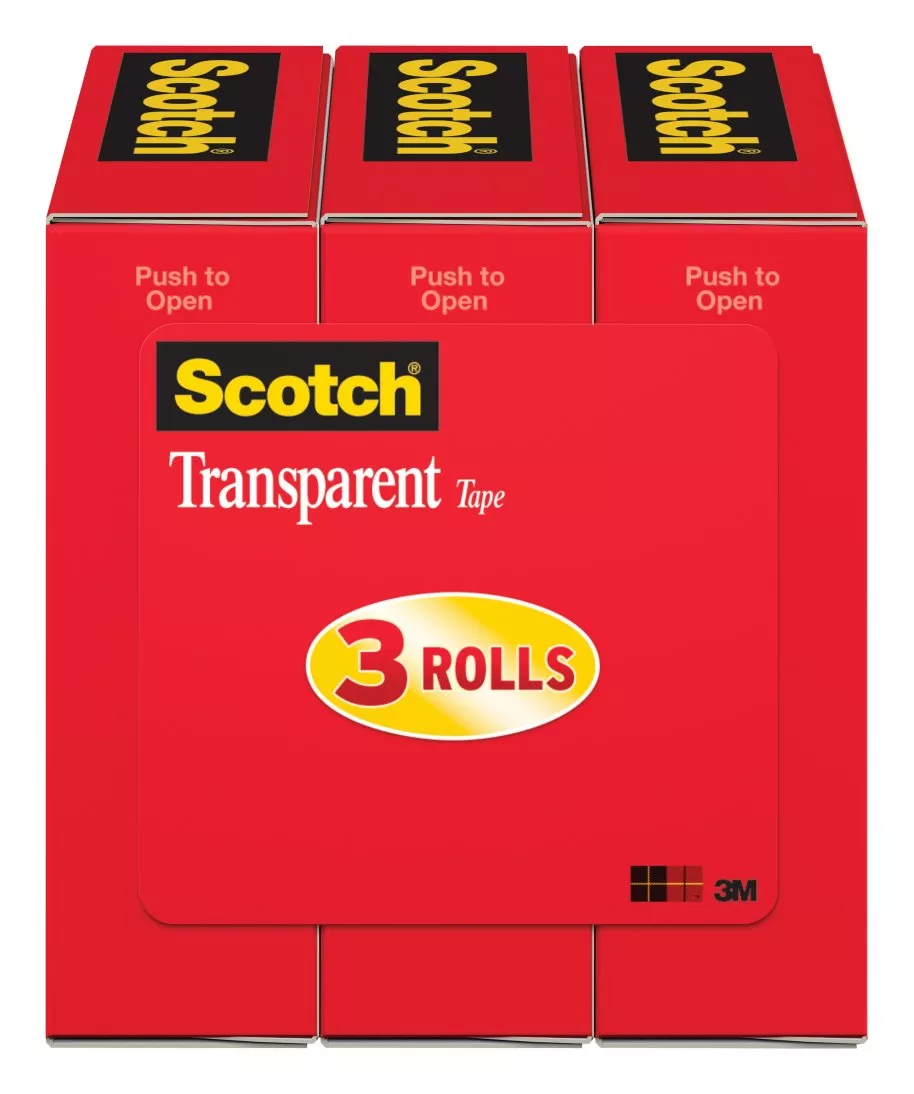 Scotch® Transparent Tape 600K3, 3/4 in x 1000 in (19 mm x 25,4 m) 3-Pack