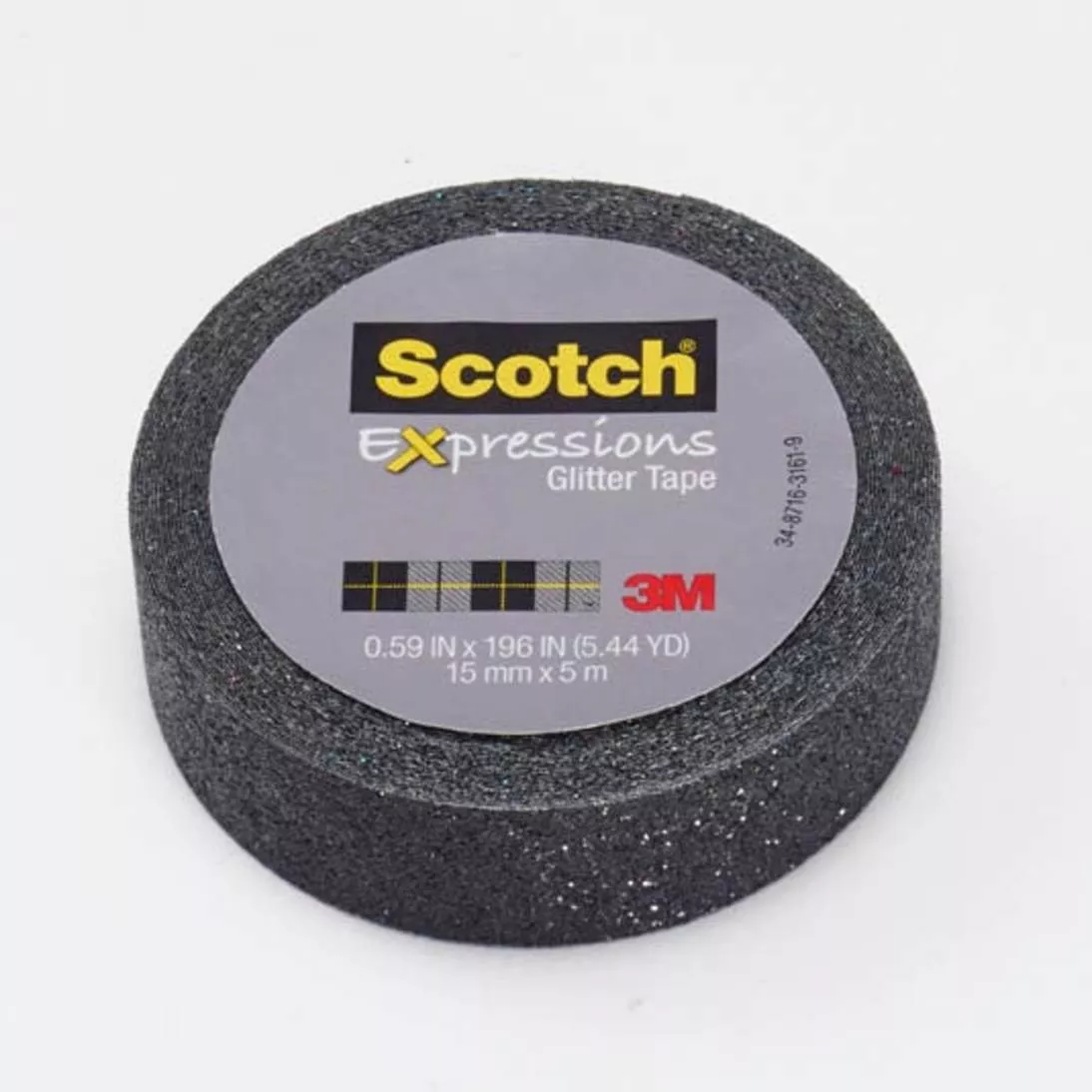 Scotch® Expressions Glitter Tape C514-BLK, .59 in x 196 in (15 mm x 5 m)
Black Glitter