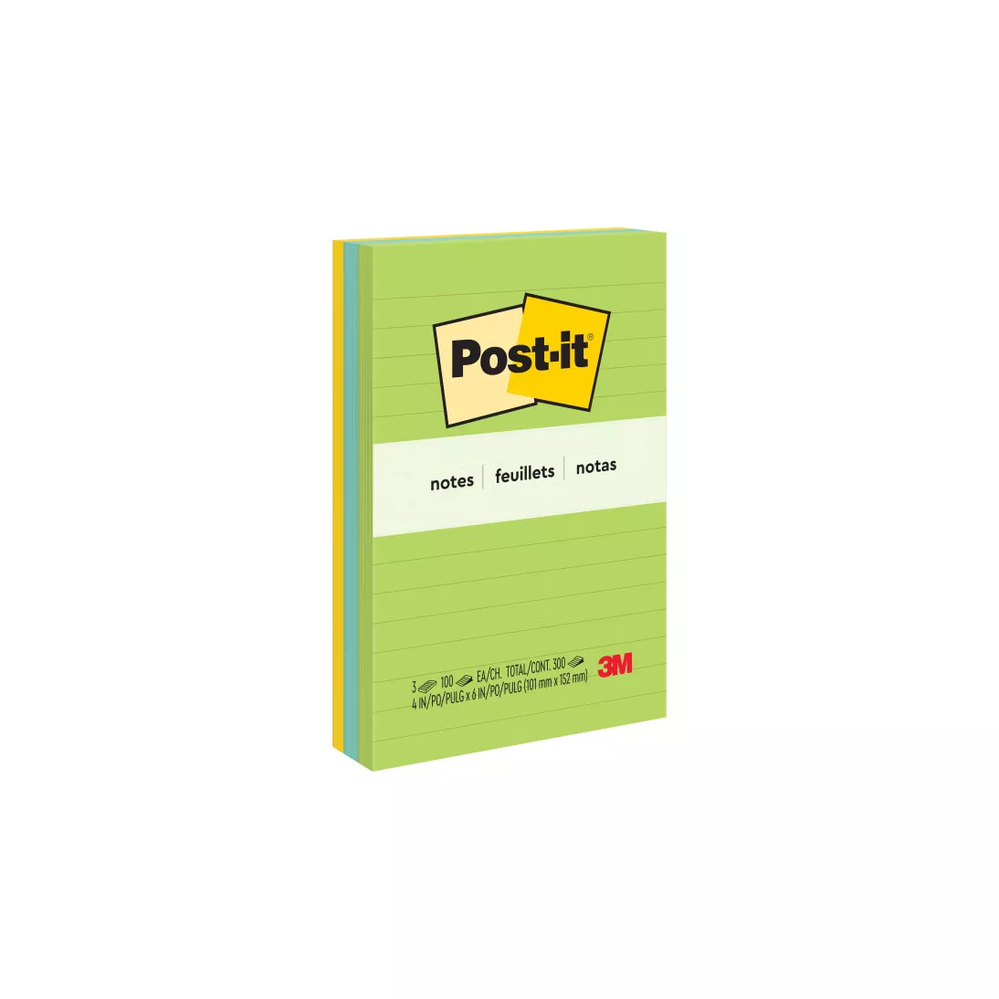 Post-it® Notes 660-3AU, 4 in x 6 in (101 mm x 152 mm), Jaipur colors