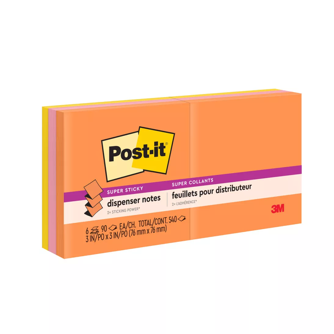 Post-it® Super Sticky Pop-up Notes R330-6SSUC, 3 in x 3 in (76 mm x 76 mm)