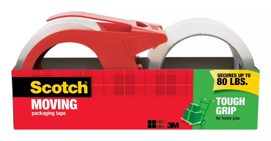 Scotch® Tough Grip Moving Packaging Tape 3500S-21RD-3GC, 1.88 in x 38.2 yd (48 mm x 35 m) 2 pack