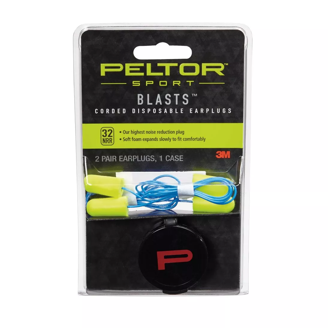 Peltor™ Sport Blasts™ Corded Disposable Earplugs 97081-10C, 2 Pair Pack,
Neon Yellow